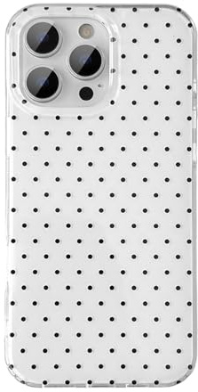 QLTYPRI Polka Dot fodral för iPhone 12/12 Pro, estetiskt elegant mjukt TPU-mobiltelefonfodral, stötsäkert skyddsfodral för kvinnor och flickor – vit