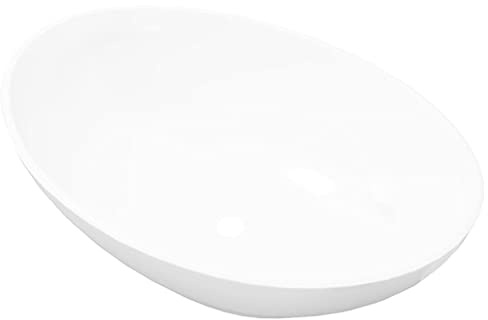 ACAGALA Keramik Waschbecken, Aufsatzwaschbecken Oval für Badezimmer Gäste WC, 40 x 33 x 13,5 cm Handwaschbecken für Waschtisch Weiß