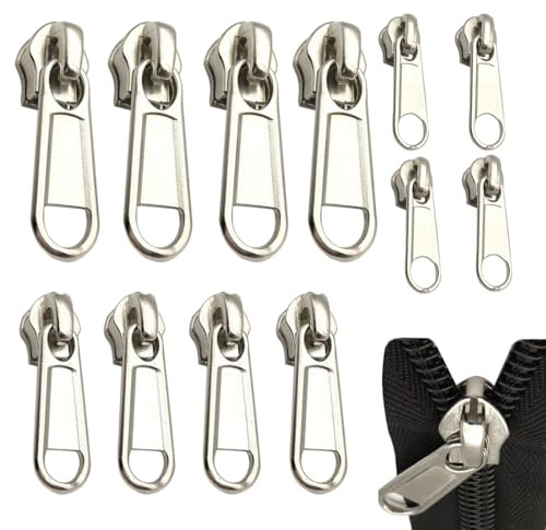 Curseur Fermeture Eclair Clipsable, 12 Pcs Reparation Fermeture Eclair, Remplacement Instantané Universel Curseur Fermeture Eclair pour Vestes,Manteaux,Valises-Détachables-Faciles à Utiliser