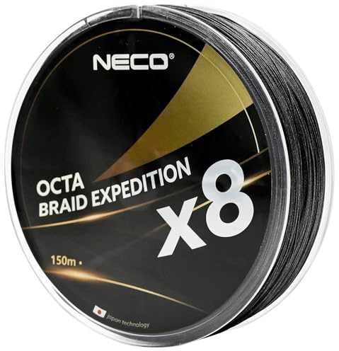 NECO Geflochtene Angelschnur X8, 0,06-0,40mm, 5,9-41,2kg, 150m, 8-Fach PE Schnur mit Nano-Beschichtung, Extrem Stark, Abriebfest & Leise, für Spinnfischen und Meeresangeln