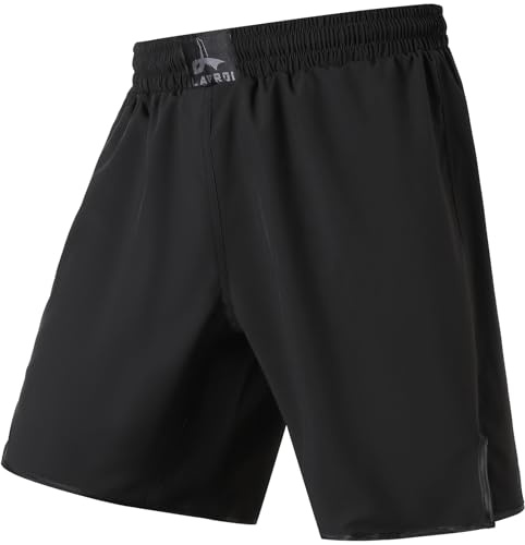LAFROI Pantaloncini da Combattimento Uomo Jiu Jitsu MMA Cross Training Grappling Thai Boxing Black Size SM