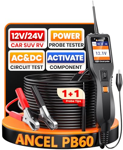ANCEL PB60 Automotive Power Circuit Probe Tester 12-24V, All-in-One Electrical Diagnostic Tool with Component Activation, Short Finder, Digital Multimeter Ohmmeter Functions for Cars Trucks RVs ﻿