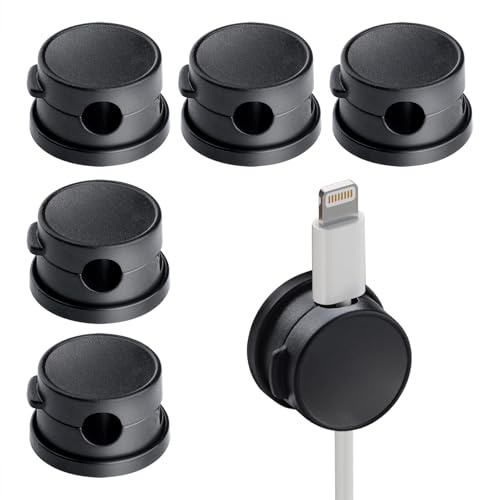 6 Stück Kabelhalter Selbstklebende Klemme 360° drehbar, magnetischer Kabelorganizer, Kabelhalter für den Schreibtisch, Kabelmanagement auf dem Schreibtisch, geeignet für Schreibtisch, HDMI, USB