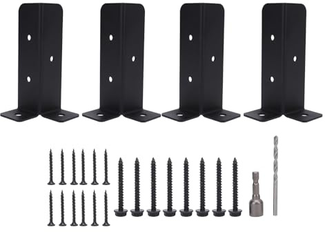 Supports d'ancrage de poteau Kit de montage universel robuste Support de base en métal pour rampes de balustrade de porche de clôture de pont galvanisé noir 35 x 35 mm 4 ensembles