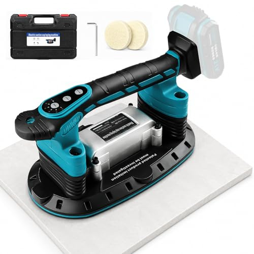 Agitatore per piastrelle a batteria e ventose 2 in 1, compatibile con batteria Makita da 18 V, 6 marce regolabili, macchina per piastrelle ad alte prestazioni per 30-240 cm, portata 250 kg (batteria