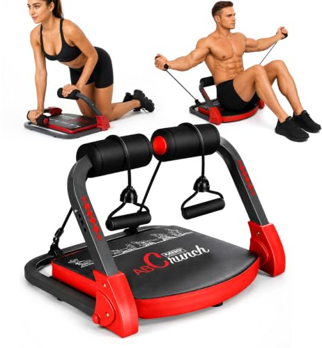 21-in-1 Core Training Abs Trainer 3-Speed Adjustable Abdominal Trainer for Home, Foldable ABS Trainer with Two Resistance Ropes, Load up to 100 kg, Suitable for Home, Gym, Office