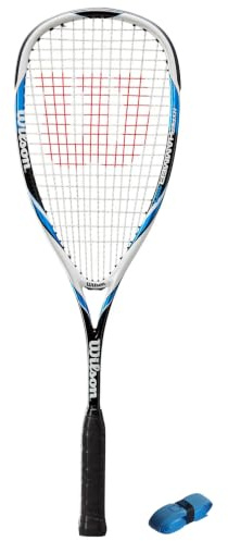 CX Pro Sport Hyper Hammer 120 Squash Set – Includes 1 Wilson Hyper Hammer 120 Racket Black Blue White & 1 CX Pro Sport Blue Grip – Exclusive Bundle