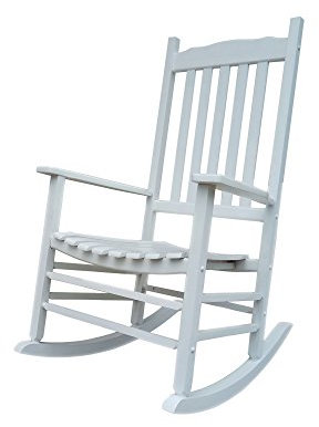 Rocker A001WT - Sedia a dondolo in legno bianco, facile da montare, dimensioni confortevoli, per uso esterno o interno