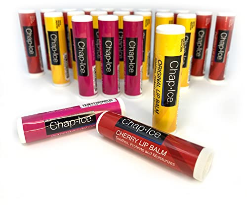 Chap-Ice Assorted Lip Balm – Watermelon, Original & Cherry Flavors – 24-Count Refill Pack