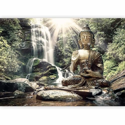 murando Fotomurales 350x256 cm XXL Papel pintado tejido no tejido Decoración de Pared decorativos Murales moderna de Diseno Fotográfico Natur Buda Zen Spa Bosque Cascada h-C-0033-a-c