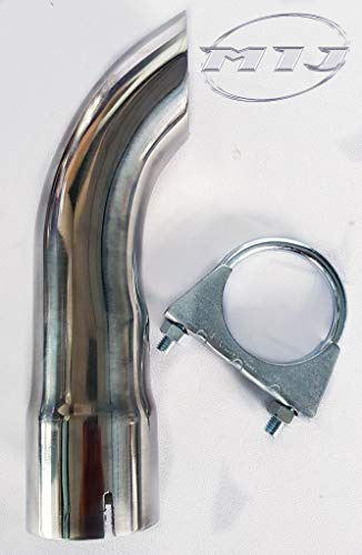 Curl Down Exhaust Tail Pipe Clamp On Curve Downwards Tip Stainless Steel Trim Mufflers Rear Back Box (2.25 - 57mm)