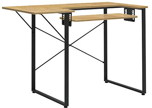 Sew Ready Dart Holz/Metall Mehrzweck-Maschinentisch Workstation Schreibtisch mit klappbarer Oberseite für Handwerk, Nähen, Computer, Laptops, Spiele, schwarzes Graphit/Eschenholz
