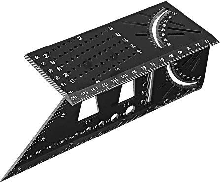 DIMENXONG Bricolaje y Herramientas Aleación de Aluminio Mitre ángulo de medición 3D Square 45 a 90 Grados de ángulo Regla Puntuacion gramil Framing Transportador de ángulo