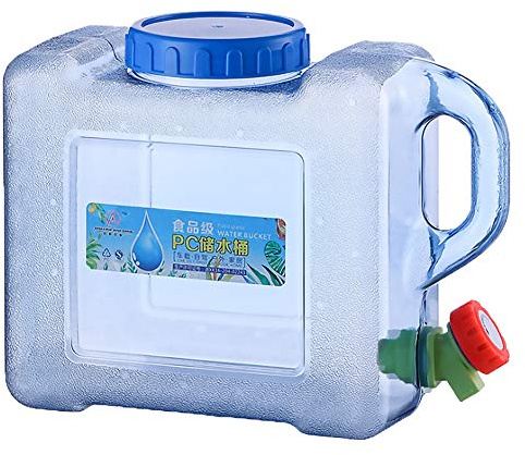 Lushandy Wasserspender mit Wasserhahn Wassertank Wasserkanister,5L/7.5L/10L/12L/15L Wasserkanister mit Hahn,Trinkwasserkanister Camping,Getränke Wasserkanister,Lebensmittelecht,Transparent (5L)