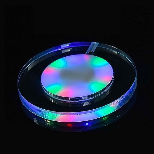 KEEDA LED-Untersetzer für Getränke, Wiederaufladbar Beleuchteter Acryl-Untersetzer für Bar Cocktail Bier Getränke, Flaschenbecher Leuchtende Matte für Party Hochzeit Bar Club (RGB, Rund)