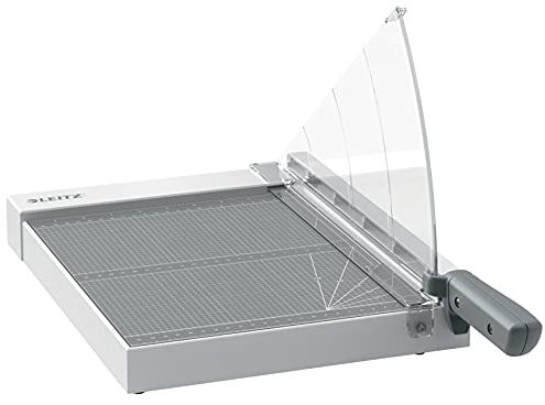 Leitz Precision Home Hebelschneider A4, für bis zu 8 Blatt, Papierschneidemaschine mit 305 mm Schnittlänge, Stahlklinge, Leichter Kunststoffsockel, Ausrichthilfe & Klingenschutz, 90180000