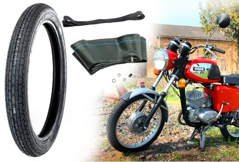 Heidenau Motorrad Reifen 2,75x18 Zoll MC Profil K39 48P Ganzjahresreifen, Reinforced + Schlauch AV gerade + Felgenband z.B. für MZ ETZ251 ETZ301