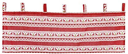 Weihnachten Vorhang Mit Schlaufen Modern Bedruckte Bistrogardine Scheibengardine Deko Für Die Küche Zu Weihnachten,Leinenmaterial Scheibengardine Landhausstil A,W130*H41CM