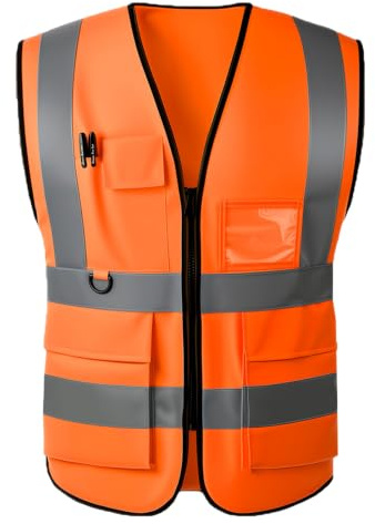 Tydon Guardian Hi Vis Vest Reflective Vest for Men Women High Visibility Reflective Safety Security Vest Breathable With Pocket Zipper Front Meets ANSI/ISEA Standards