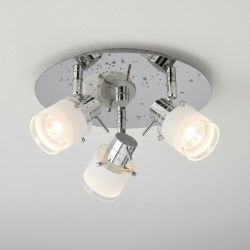 Trango 3-flammig 1006R-SD Badleuchte IP44 in Chrom Rondell *RONNY* inkl. 3x 5 Watt 3-Stufen dimmbar 3000K warmweiß GU10 LED Leuchtmittel Bad Deckenleuchte -Deckenstrahler schwenkbar & drehbar Spots