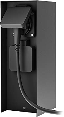 SSC-LUXon ZAVO Gartensteckdose Aussen schwarz mit 2 Steckdosen - Steckdosensäule wetterfest IP44 Außensteckdose Stromsäule