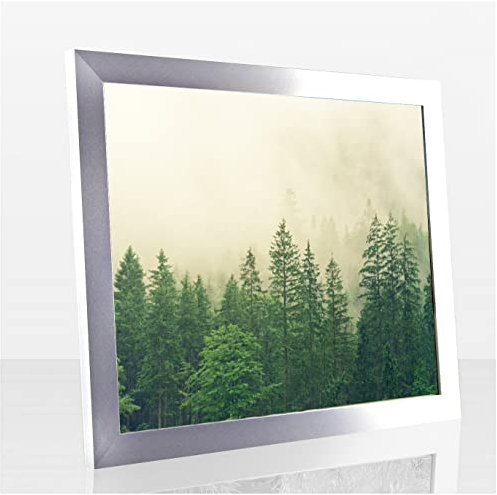 Monzetta Deluxe Bilderrahmen Posterrahmen 38x98 cm Alu Gebürstet Dekor cm Schritt Formatwahl 98x38 cm RW weiß Front Antireflex