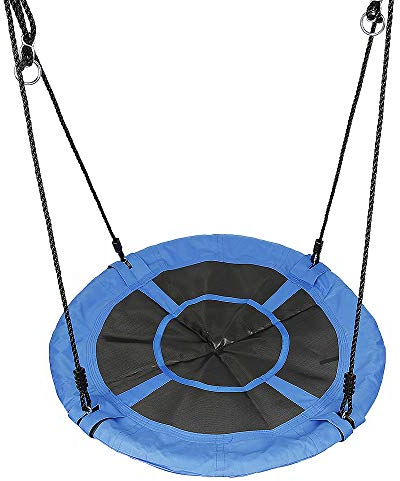 XUANYU Vogelnestschaukel, rund, Ø 100 cm, Außen- und Innenschaukel, Gartenschaukel aus Oxford-Stoff für Kinder und Erwachsene, verstellbares Seil, bis 100 kg (Blau A)