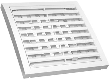 KOTARBAU® Lüftungsgitter 150 x 150 mm Rund Ø100 mm Verschließbar Abluftgitter Kunststoff mit Insektenschutz Abschlussgitter Rechteckig Weiß Lamellengitter Abluft Zuluft Gitter Ventilator