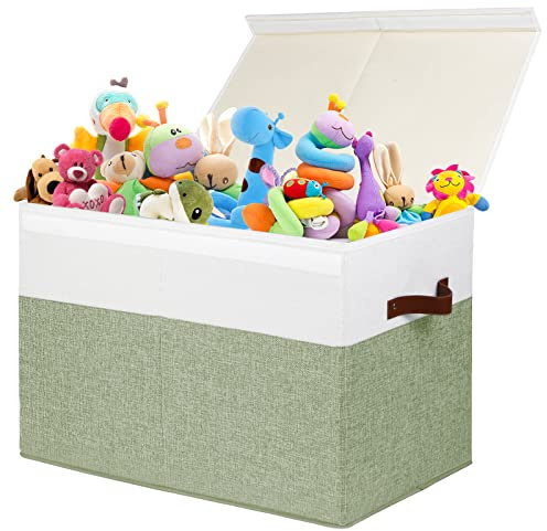 Large Toy Storage Box with Lid, Toy Chest Bin Boxes Basket with Dividers
