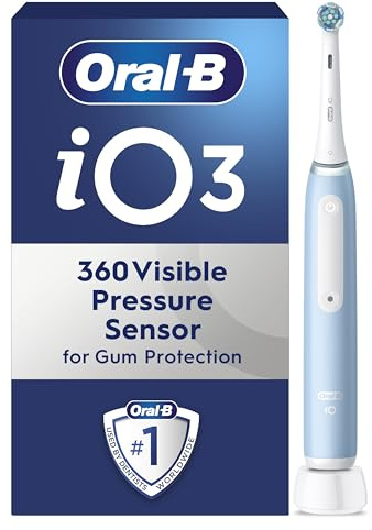 Oral-B iO3 Electric Toothbrush Adults, 1 Handle, Blue - 1 Brush Head, 3 Modes, Teeth Whitening, Rechargeable Toothbrush, UK 2 Pin Plug