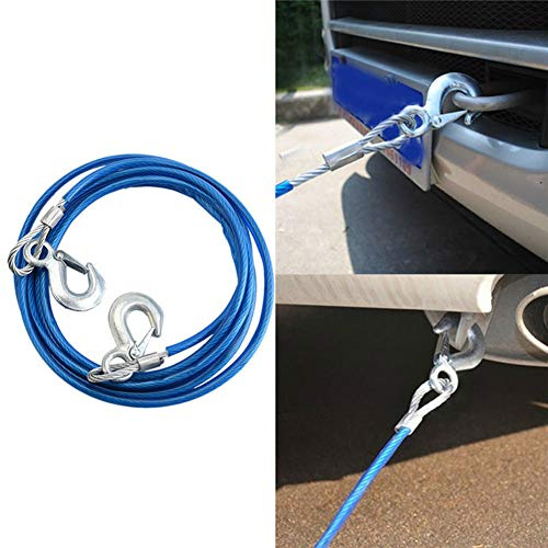 Auto Abschleppseil, Heavy Duty Abschleppseil 4m 5 Tonnen Drahtseil Sicherheitshaken Stahlseil Notfall Abschleppwagen Rampen und Anhänger