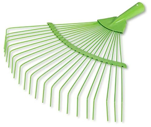 Scopa conica da Giardino, rastrello in Acciaio Verniciato, Senza Manico,a 22 Denti, Raccogliere Foglie, Giardinaggio,36x37cm, Verde