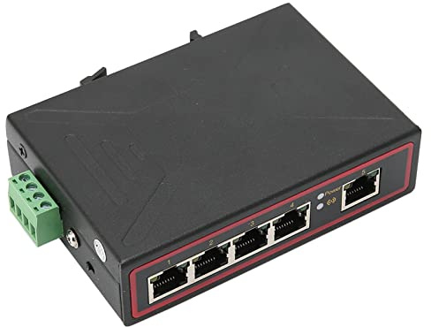 Switch di Rete Industriale Per Guida Din Rinforzato a 5 Porte (da -40 a 85 ºC), Velocità di Trasmissione 10/100 Mbps, Switch Per Guida Din Fast Ethernet