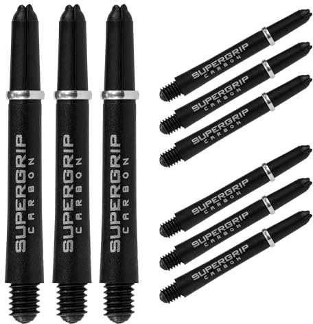 Harrows Darts 3 x Sätze von SuperGrip Carbon Dartschäften - 9 Dartschäfte insgesamt - Erhältlich in 3 Größen - Robustes Carbon-Verbundmaterial - Midi Silber