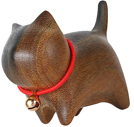MAGICLULU Holz Katzenschmuck Für Schreibtisch Holzschnitzerei Katzendekoration Desktop Katze Schmuck Stift Halter Handwerk Katzen Schmuck