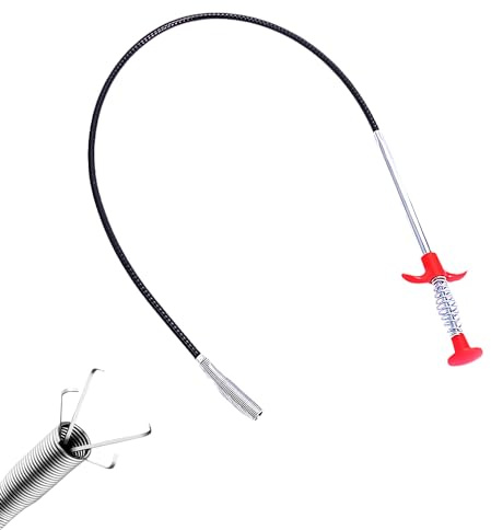 Flexibler Starker Abfluss-Entblocker, 4 Krallen Edelstahl-Kanalreinigungshaken, Abfluss-Waschbecken-Entblocker, Biegsamer Feder-Abfluss-Entblocker, für Küchenspüle, Badezimmer, Toilette(0,9 m)
