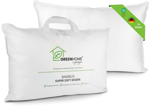 Greenhome Lifestyle Kopfkissen 40x60 – Bambus Kinderkissen & Couchkissen – Oeko-TEX Zertifiziert – super Soft, waschbar & hautfreundlich – nachhaltig verpackt – ideal als Reisekissen & Sofakissen