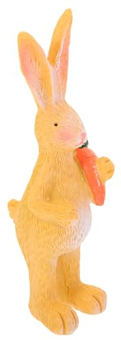 POPETPOP Resin Bunny Figurine Mit Karotte Ostern Deko Statue Niedliches Kaninchen Für Frühlingsdekoration Langlebige Harzfigur Für Garten Und Innenräume Für Festliche Anlässe