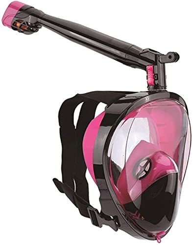Tauchmaske, Schnorchelmasken, Unterwasser-Tauchmasken, um 360 Grad drehbar, 180-Grad-Ansicht, Anti-Beschlag, Anti-Leck, Vollgesichts-Professionelle Schnorchelausrüstung für Erwachsene (Pink 1 S)