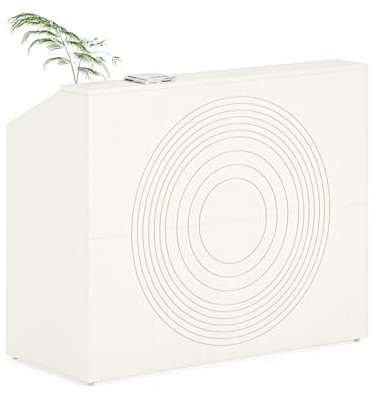 LITTLE TREE 47-Inch Reception Desk with Counter, White Front Desk Reception Room Table, Retail Counter for Checkout, Modern Welcome Desk for Lobby, Office, Beauty Salon