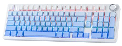 MechLands Aula F99 PRO 96% Mechanische Gaming Tastatur, BT5.0/USB-C/2.4GHz Wireless, Hot Swappable Gasket Custom Keyboard mit 8000mAH Batterie, Drehknopf, RGB für Win/Mac, QWERTY (Blau)