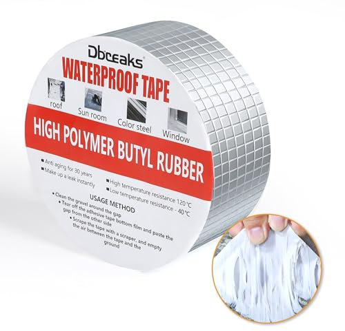 DBREAKS Nastro in alluminio butilico, 75 mm x 10 m x 1,5 mm, impermeabile, in alluminio, autoadesivo, nastro di riparazione, nastro in butile