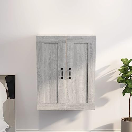 TJROO Sideboard für Küche, Schrank, Eingangsbereich, Mehrzweckschrank, 69,5 x 32,5 x 90 cm, Sonoma-Grau, aus mehrschichtigem Holz, Metall