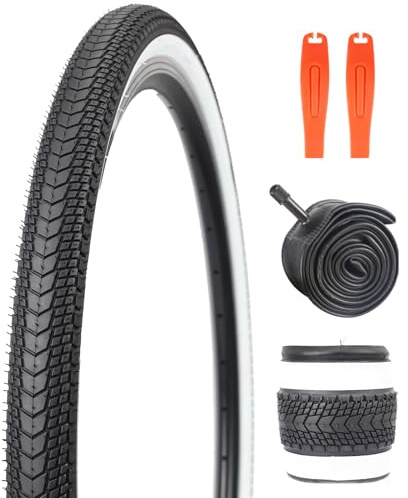 GRELiving 1 set di pneumatici per bicicletta da 26 x 1,75 pollici + 26 x 1,75/2,125 pollici AV48 mm + 2 leve per pneumatici per mountain bike, bici da città, bici da corsa
