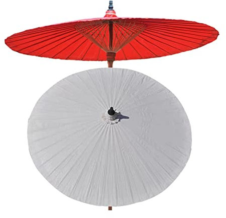 Parasol rond vintage fait à la main en toile cirée en bambou - Parasol de plage portable - Protection UV et imperméable - Pour terrasse, piscine et extérieur
