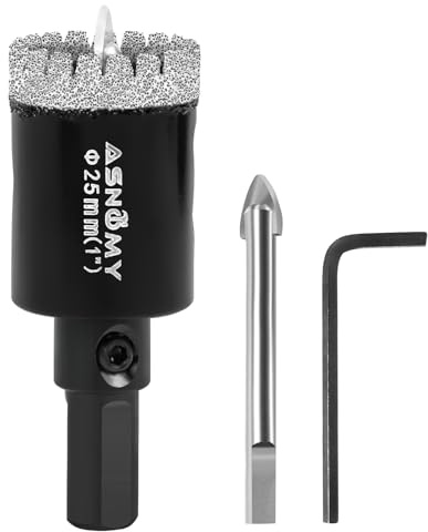 ASNOMY Scie Cloche Diamantée de 25 mm avec Mèche Pilote, Foret Trépan Diamanté Denté, Scie Cloche Diamant pour carrelage, Verre, porcelaine, pierre de granit