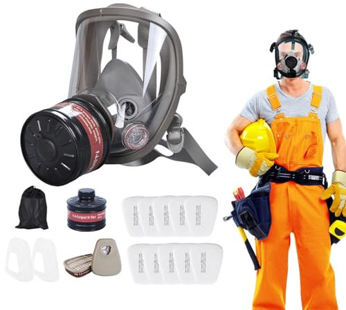 Respiratore integrale riutilizzabile | maschera antigas organica per il vapore, anti-appannamento, antipolvere, respiratore per il viso, protezione professionale, copertura per il viso con filtri
