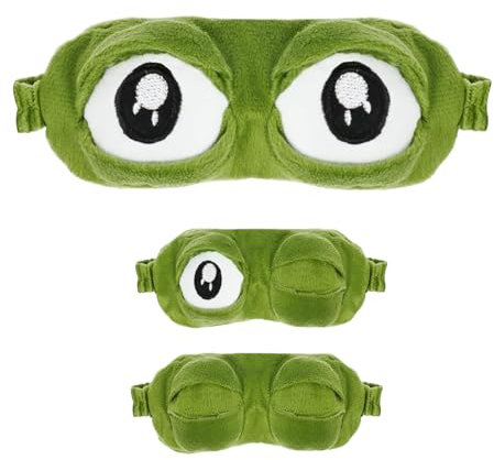 dinghaole Augenmaske, Nette Frosch Schlaf Augenmaske Grün Cartoon, 3D Augenklappe Augenbinde, Frosch Augen Maske Schlafen Lustige Schlafmaske, Schlafmaske kinder, Schlafmaske lustige geschenke