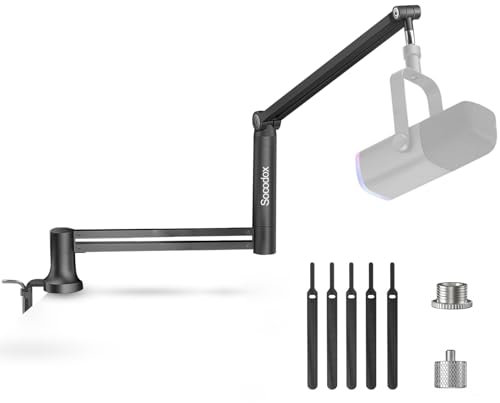 Bras de microphone avec rotation à 360°, bras de perche de bureau, adaptateurs 3/8 à 5/8 et 1/4 à 3/8 pour la radiodiffusion