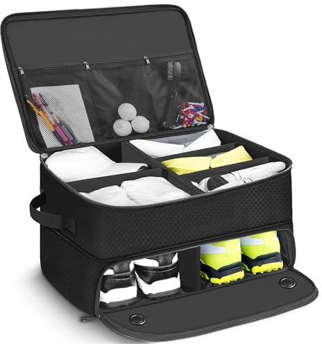 HPLSZCN 2 Layer Golf Trunk Organizer, Car Golf Locker für Männer | Golf Organizer Separates Belüftetes Fach für 2 Paar Schuhe, Für Bälle, Tees, Handschuhe, Kleidung, Accessoires